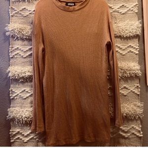 Reformation Rochelle Nude mock neck mini dress